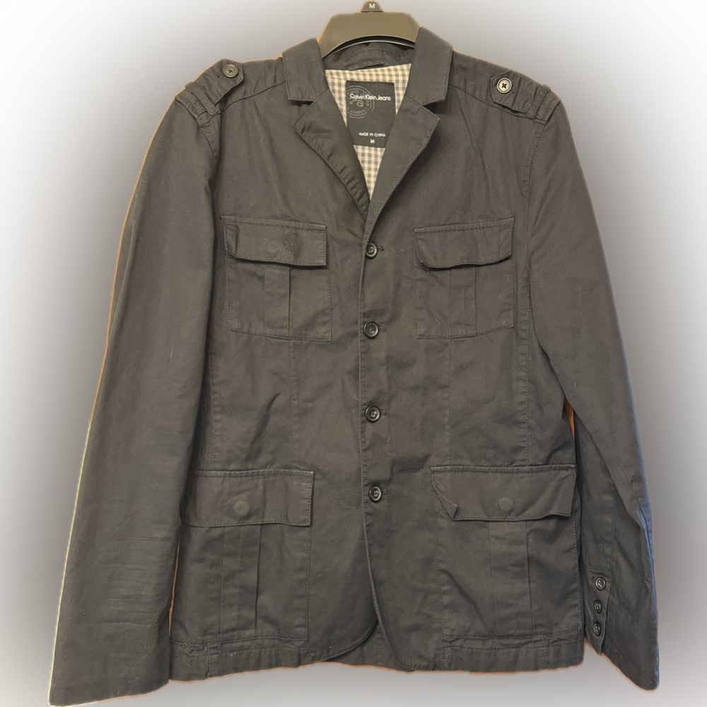 Calvin Klein Black Cotton Chore Coat Size Medium